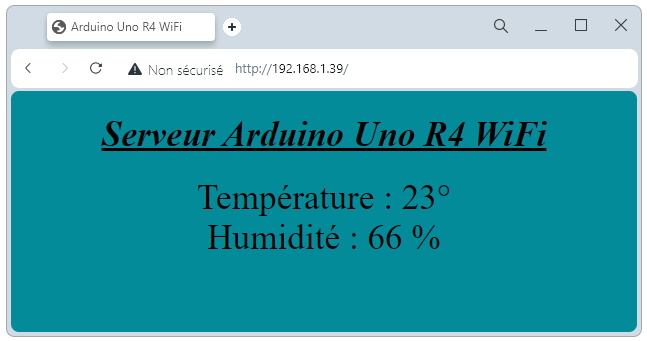 Visite de la page Web créée par l'Arduino Uno R4 WiFi